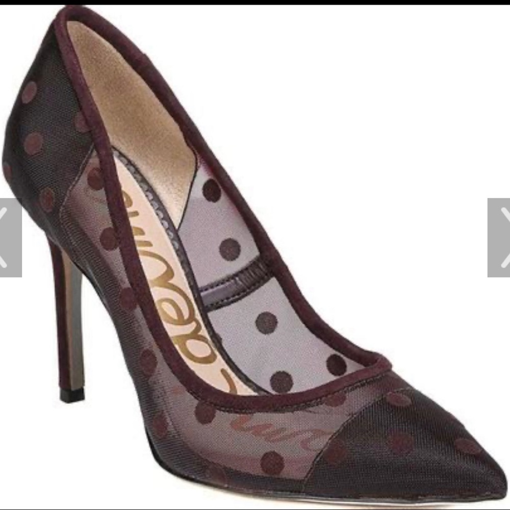 Burgundy, sexy, mesh 3.5” Sam Edelman shoes size 10.
